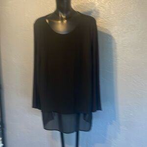 Michael Kors long sleeve black jersey top with Lacey bottom in front side large